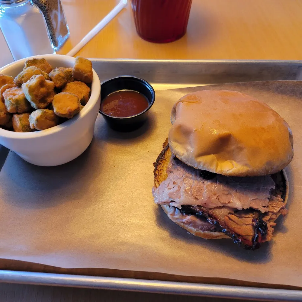 Brisket Sandwich and Fried Okra